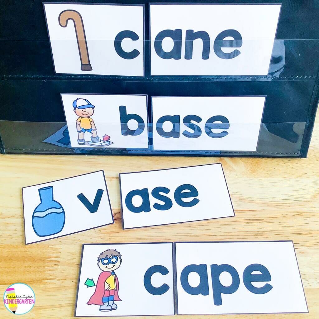 CVCe word onset and time word family cards