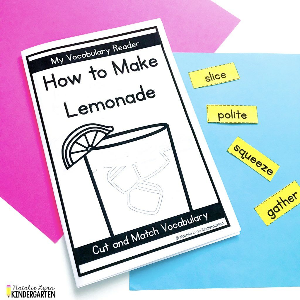 How to make lemonade activities for Kindergarten vocabulary reader