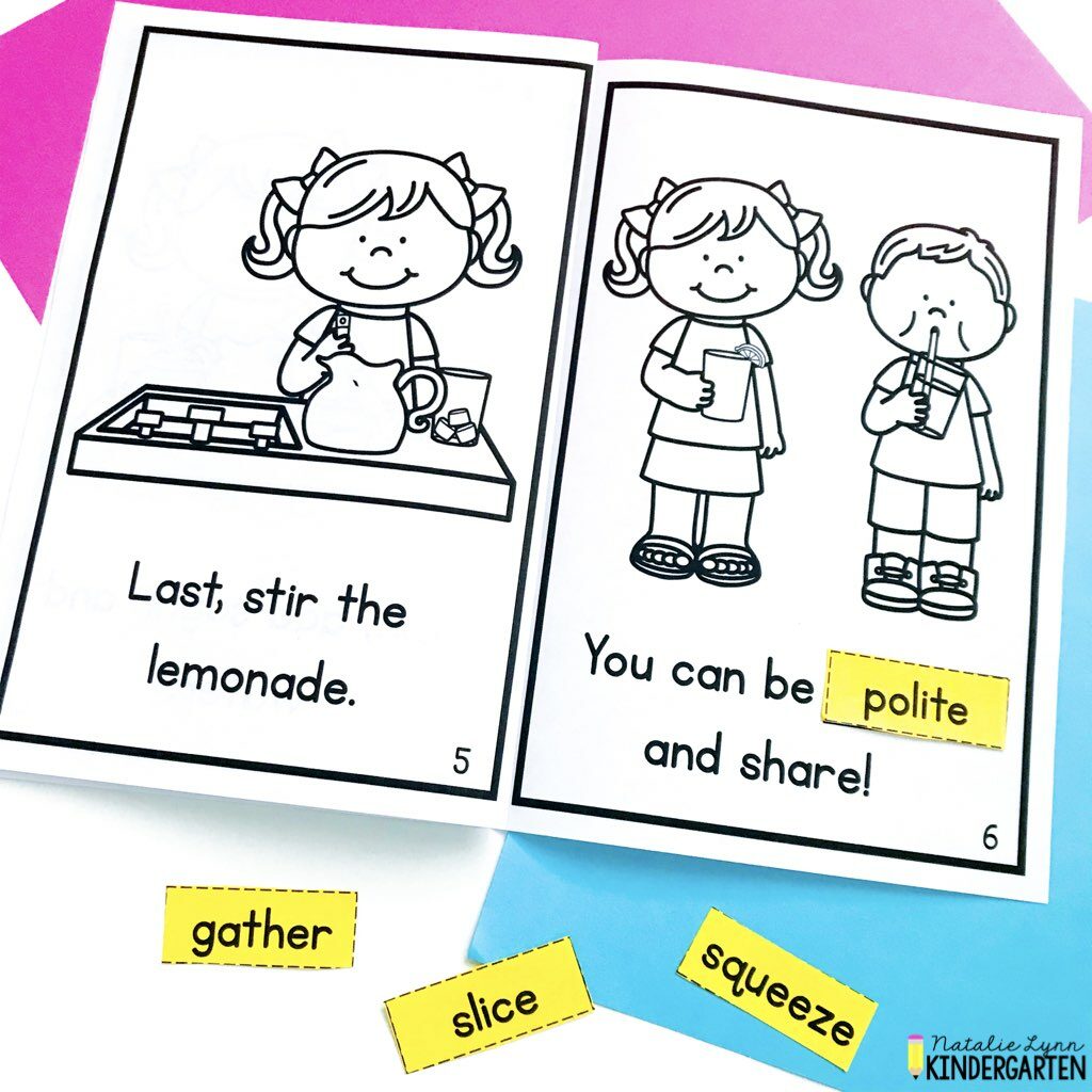 How To make lemonade vocabulary activities for Kindergarten 
