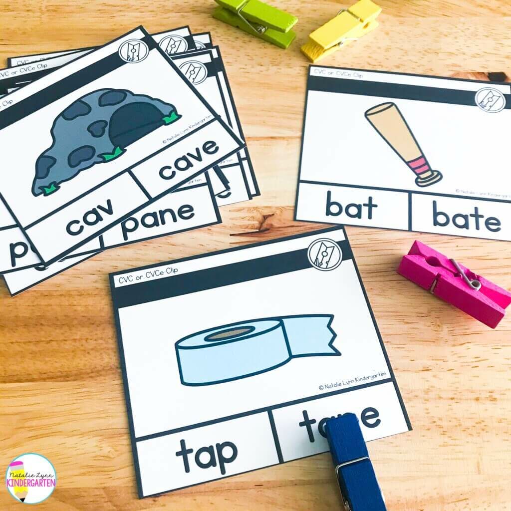 CVC or CVCe clip cards for Kindergarten and 1st Grade 