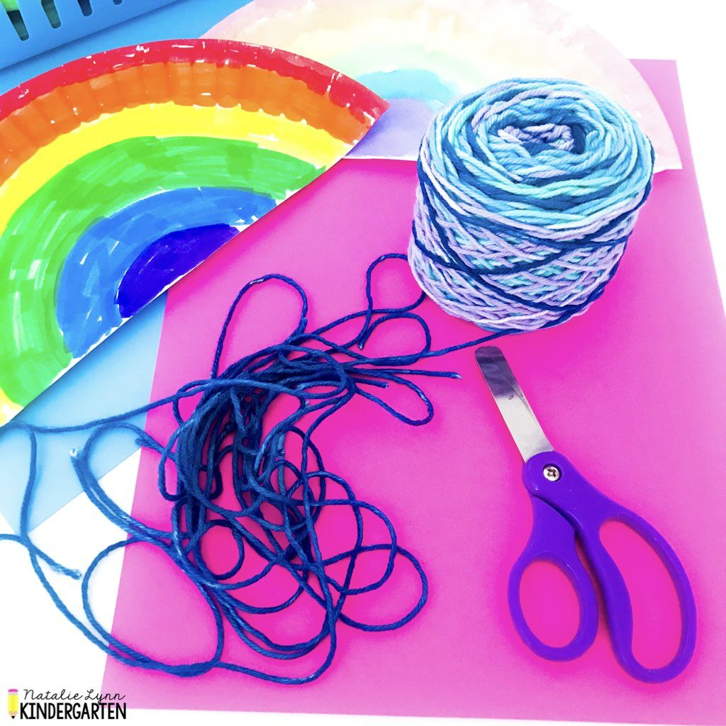 Rainbow craft for preschool and kindergarten | cut the yarn 