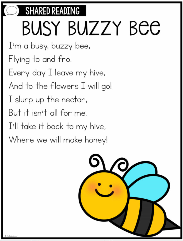 Honey bee poem for kids Perfect for your bee activities in Kindergarten and 1st grade 