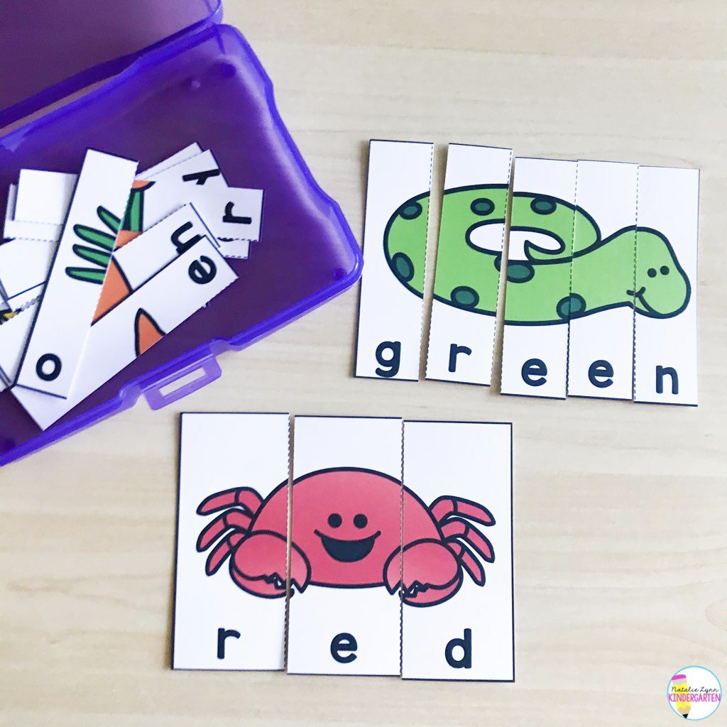 Color word puzzles for Kindergarten 