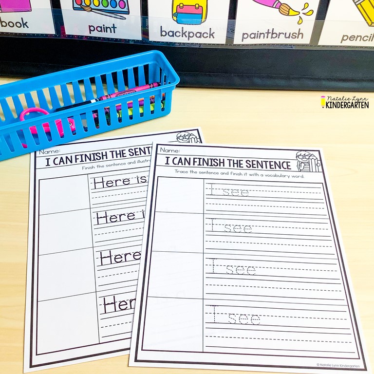 Writing center activities for Kindergarten first and second grade finish the sentence