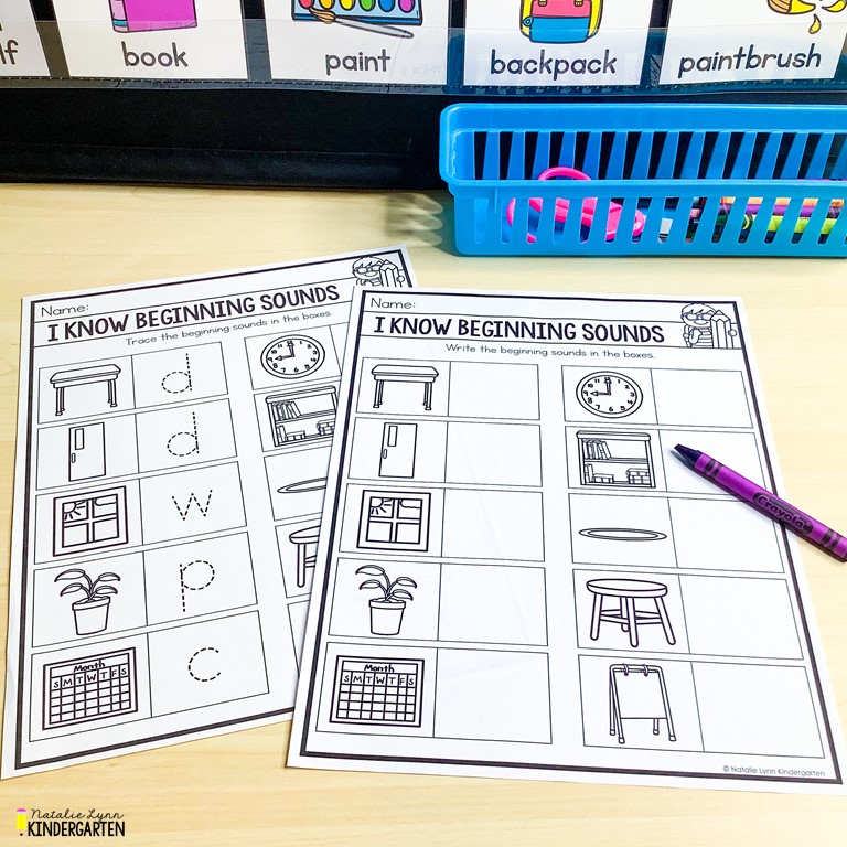 Writing center activities for Kindergarten first and second grade  beginning sounds labeling and writing