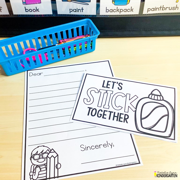 Writing center activities for Kindergarten first and second grade writing letters and cards