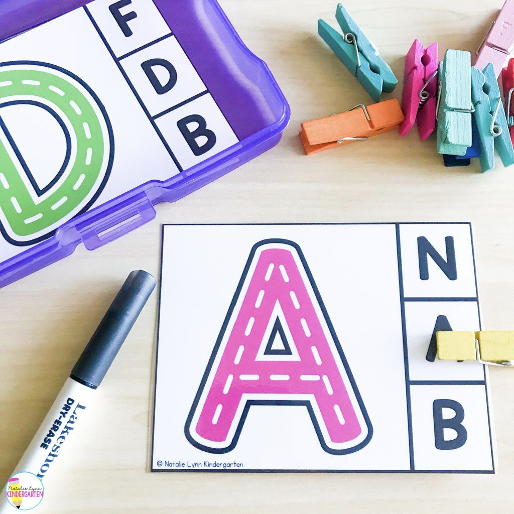 Alphabet clip cards and letter tracing activity for pre-K and kindergarten 