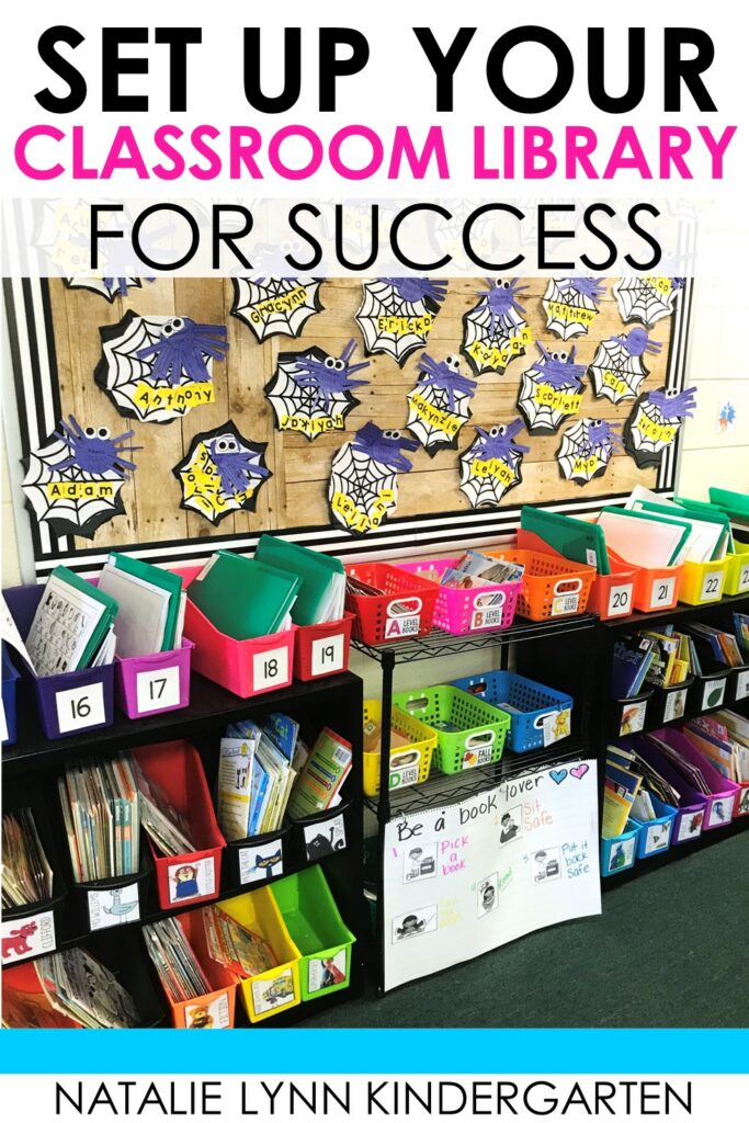 organizing and setting up your classroom library for success in kindergarten at the beginning of the year
