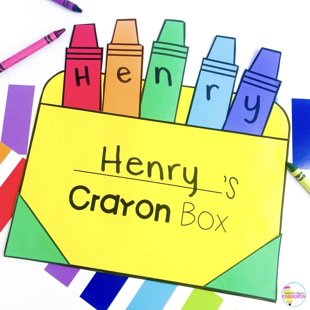 Crayon box name craft - back to school activity for Kindergarten 