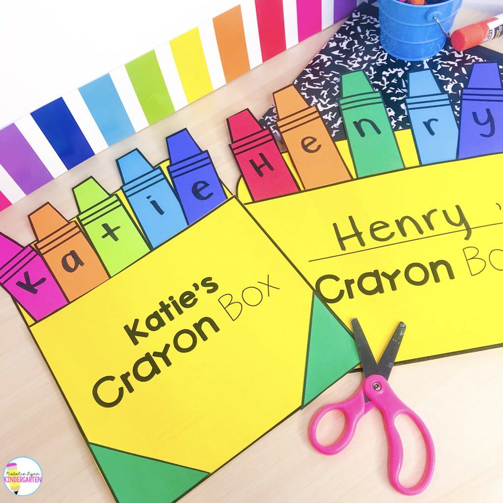 Crayon box name craft for Kindergarten