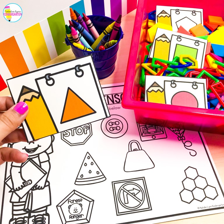 August Sensory Bins in Kindergarten - 2D shapes
