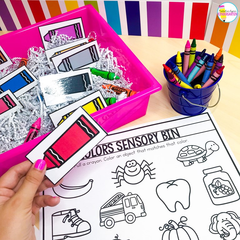 August Sensory Bins in Kindergarten - Colors