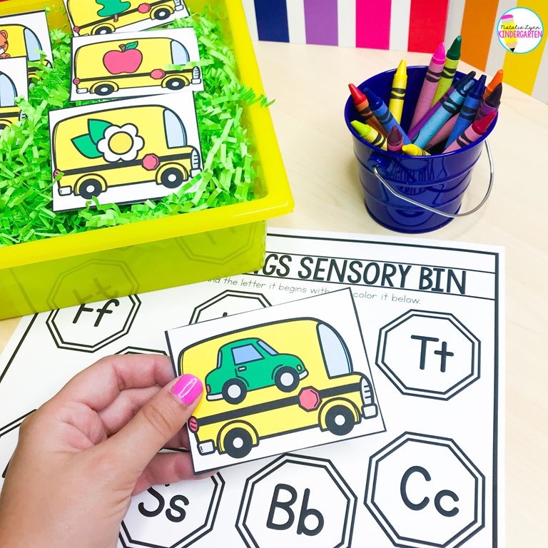 August Sensory Bins in Kindergarten - Beginning sounds