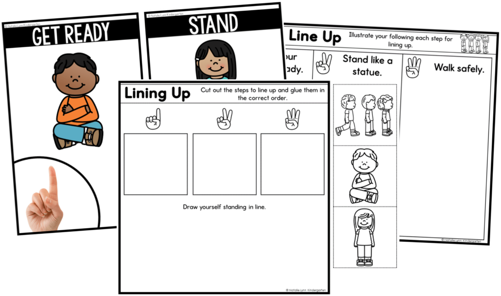 lining up in Kindergarten practice printables