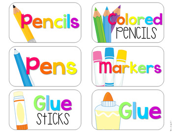Colorful Classroom Supply Labels - Natalie Lynn Kindergarten