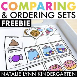 Free activities for comparing and ordering sets in Kindergarten math