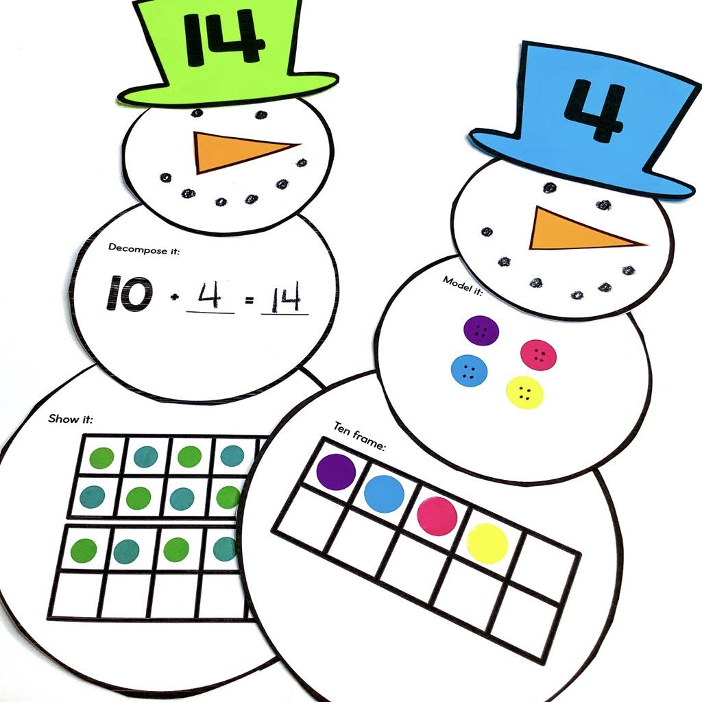 Snowman Numbers Free winter math crafts for Kindergarten
