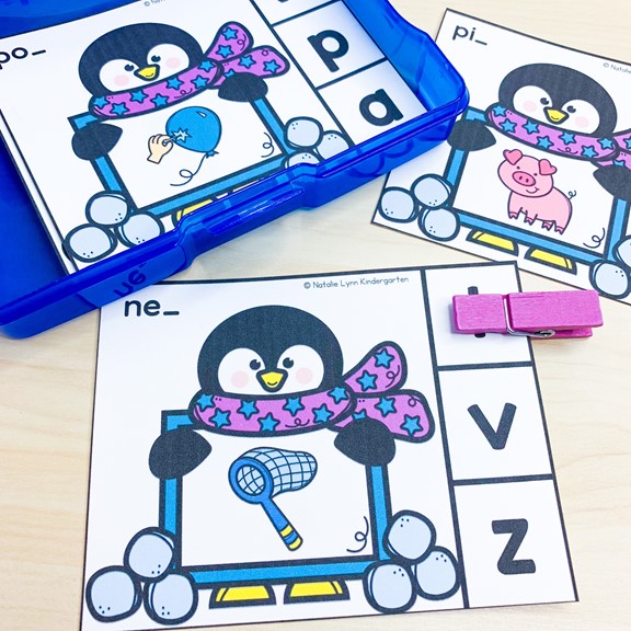 January centers for Kindergarten penguin ending sounds