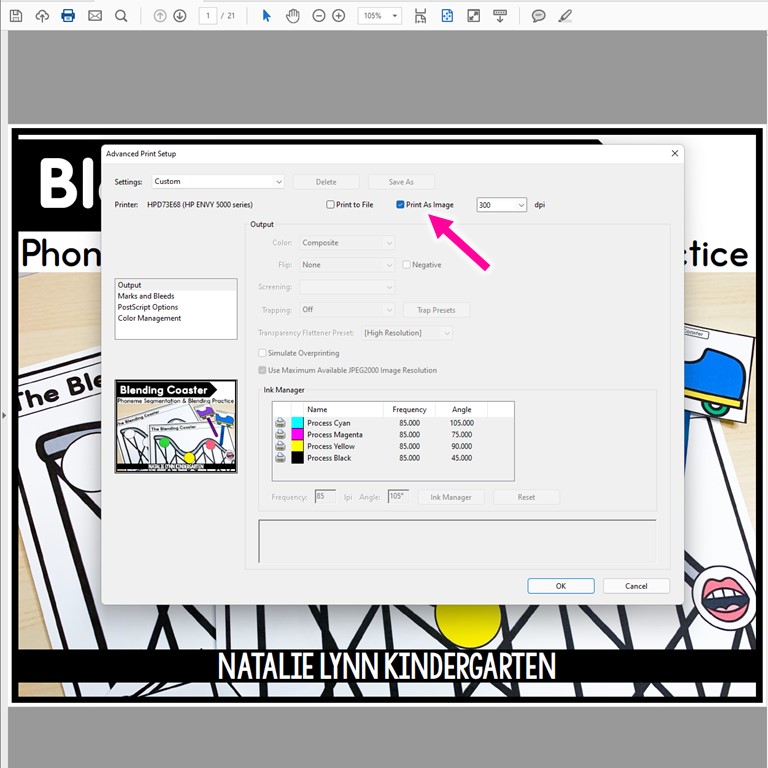 printing a pdf as an image instruction
