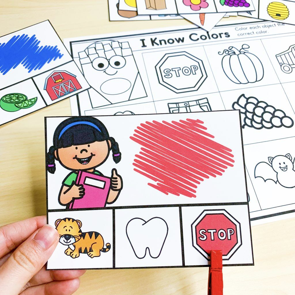 Free back to school color clip cards center for kindergarten