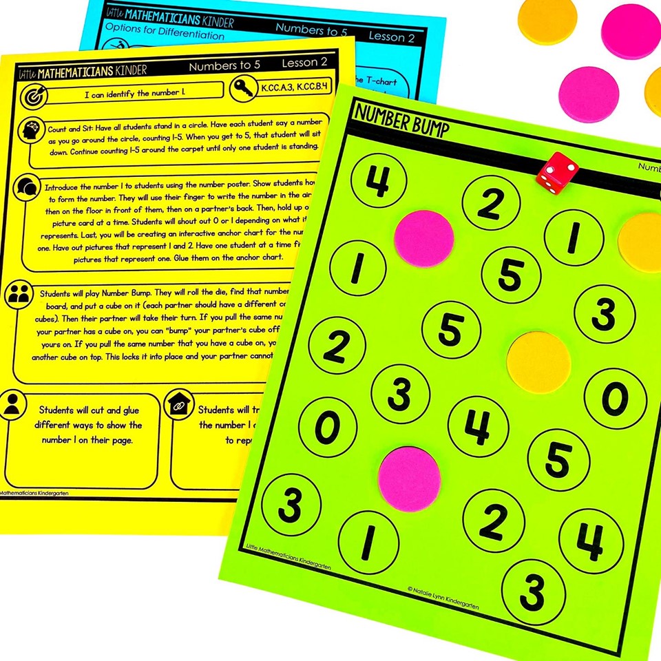 Kindergarten numbers to 5 math unit Lesson plans
