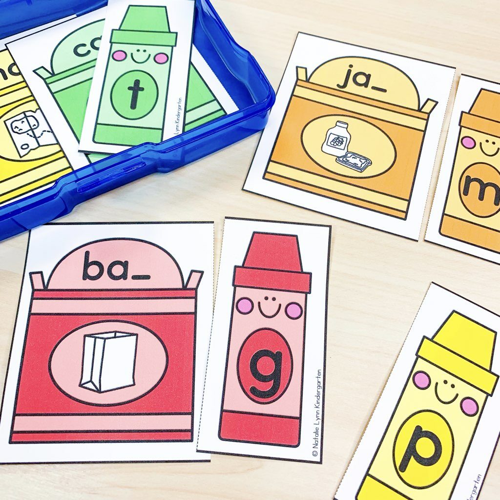 free beginning of the year back to school centers first grade - crayon box ending sounds