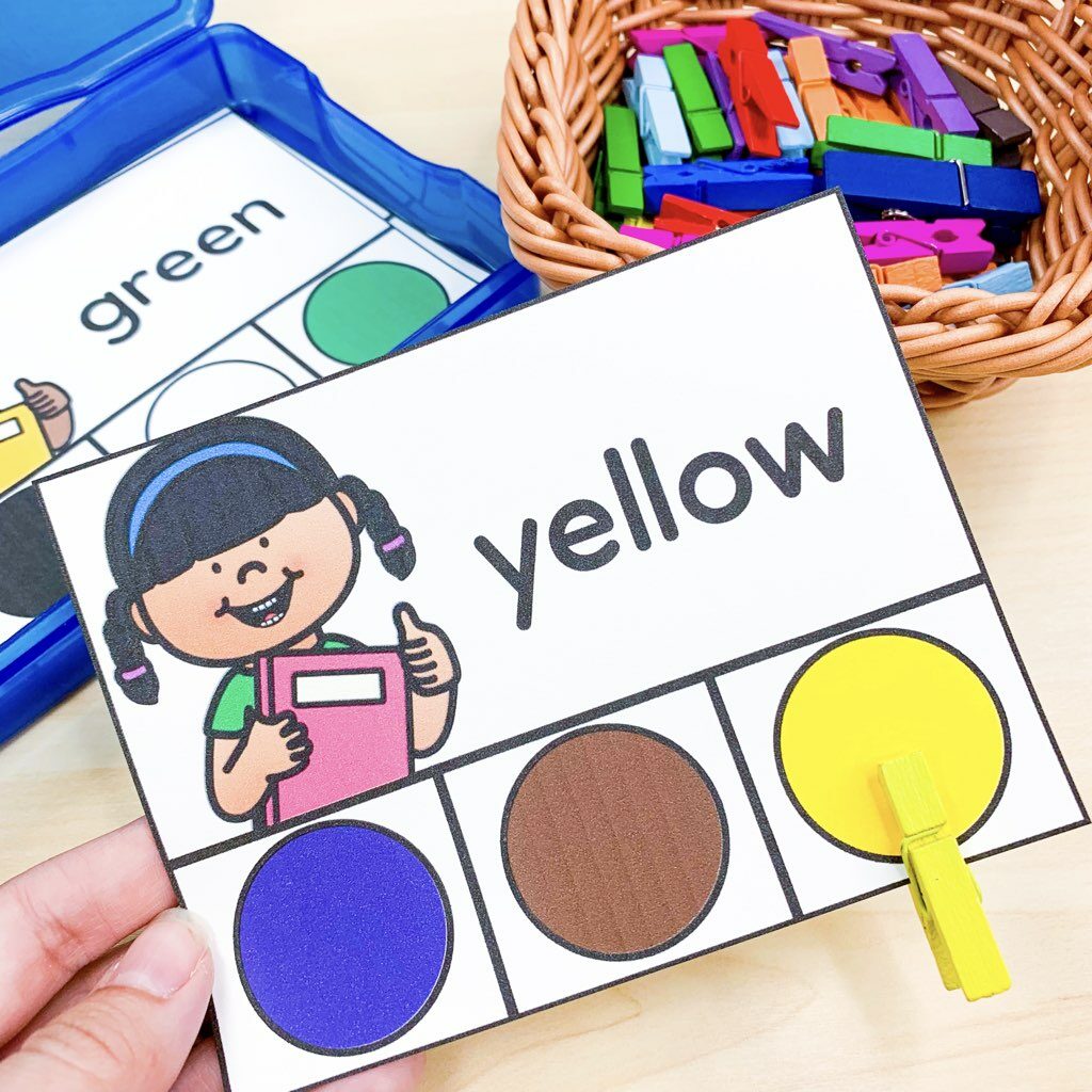 free beginning of the year back to school centers first grade - color word clip cards