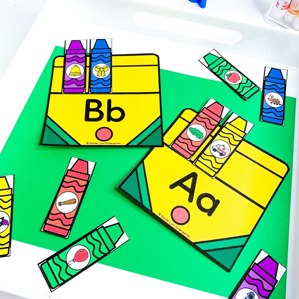 science of reading centers alphabet crayon box matching