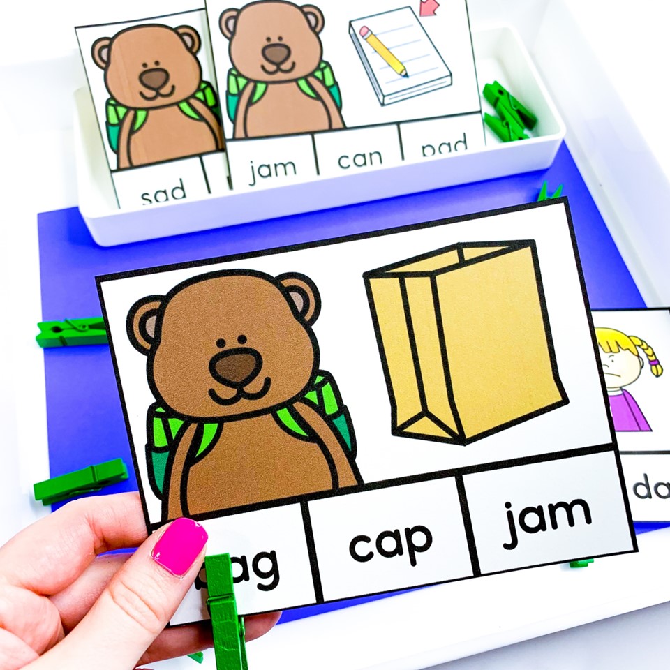 cvc word clip cards science of reading literacy centers