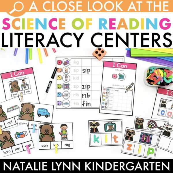 science of reading literacy centers for kindergarten and 1st grade