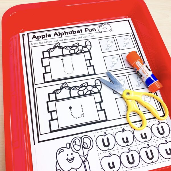 Free apple alphabet sort worksheets for preschool prek kindergarten