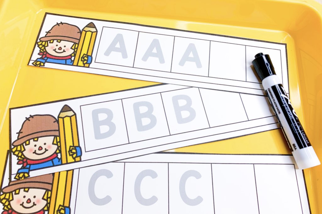 free fall literacy centers preschool prek kindergarten letter tracing and writing alphabet activities