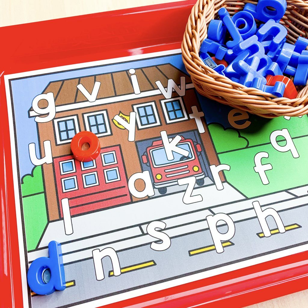fire safety activities fall alphabet magnetic letter matching mats preschool prek kindergarten