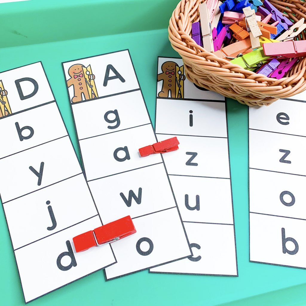 Preschool and pre-K December morning tubs and bins Alphabet clip