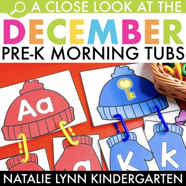 Preschool and pre-K December morning tubs and bins
