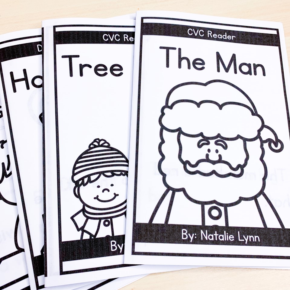 christmas decodable readers CVC words The Man Santa
