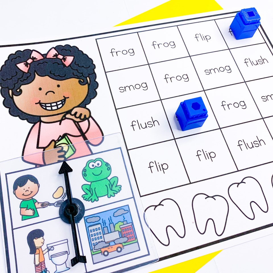 free dental health science of reading literacy centers beginning blends spin and cover