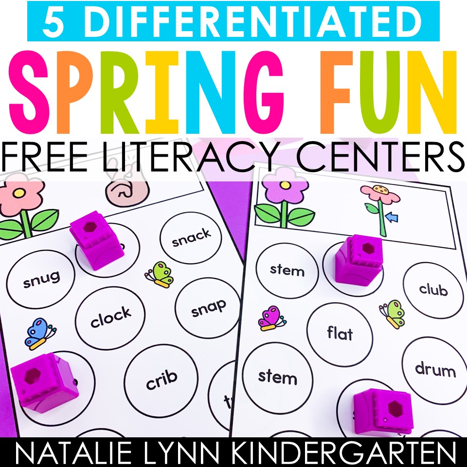 5 differentiated spring fun free literacy centers - Science of reading