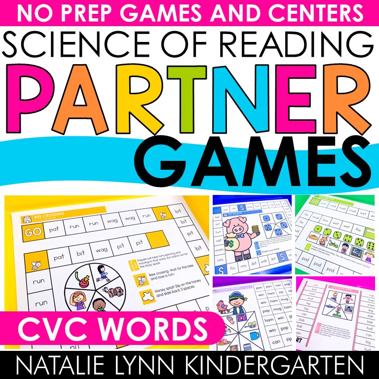 Science of Reading CVC Words Partner Games CVC Word SOR Literacy