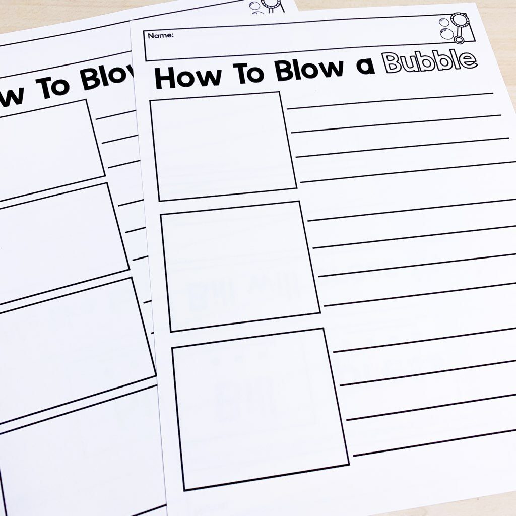 How to blow a bubble writing activity pages