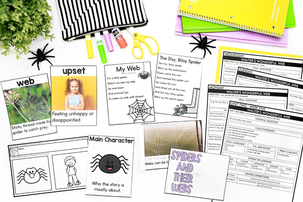 preschool and pre-k literacy curriculum lesson plans and materials for spiders read aloud lesson plans for teachers