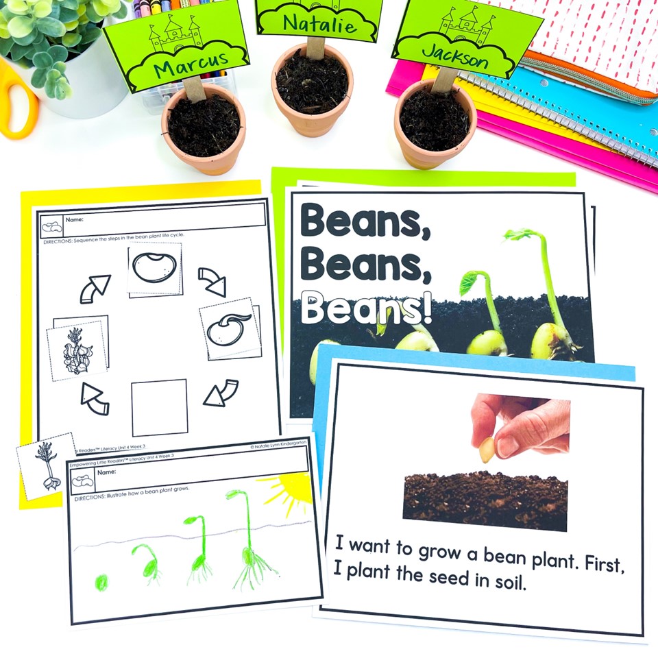 preschool and pre-k literacy curriculum lesson plans and materials for the plant life cycles