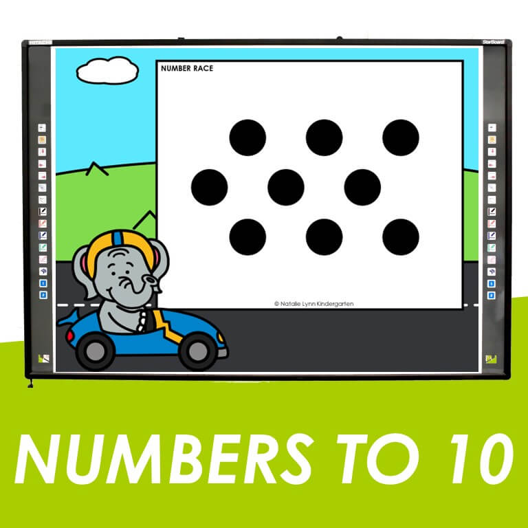 Digital subitizing fluency cards for Kindergarten showing dots