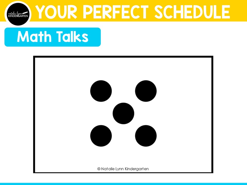 kindergarten math quick look card showing 5 dots