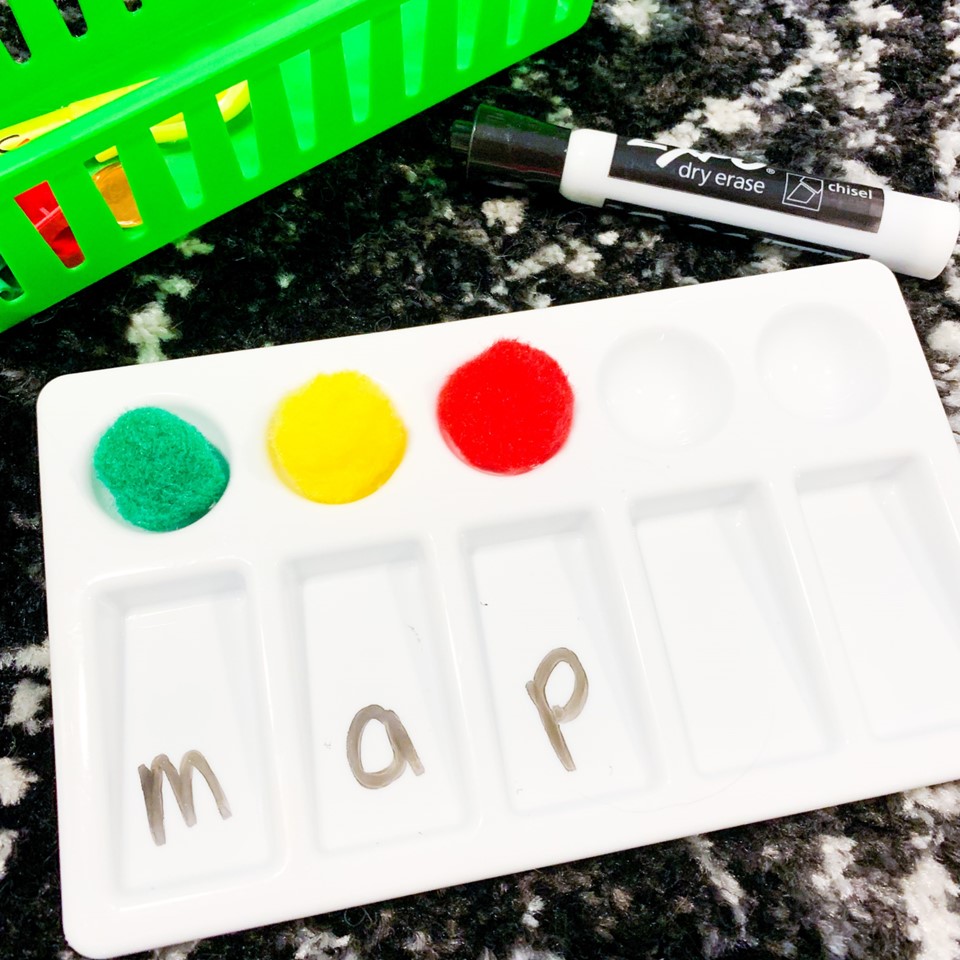 mini plastic  paint trays for mapping and writing words in Science of Reading small groups
