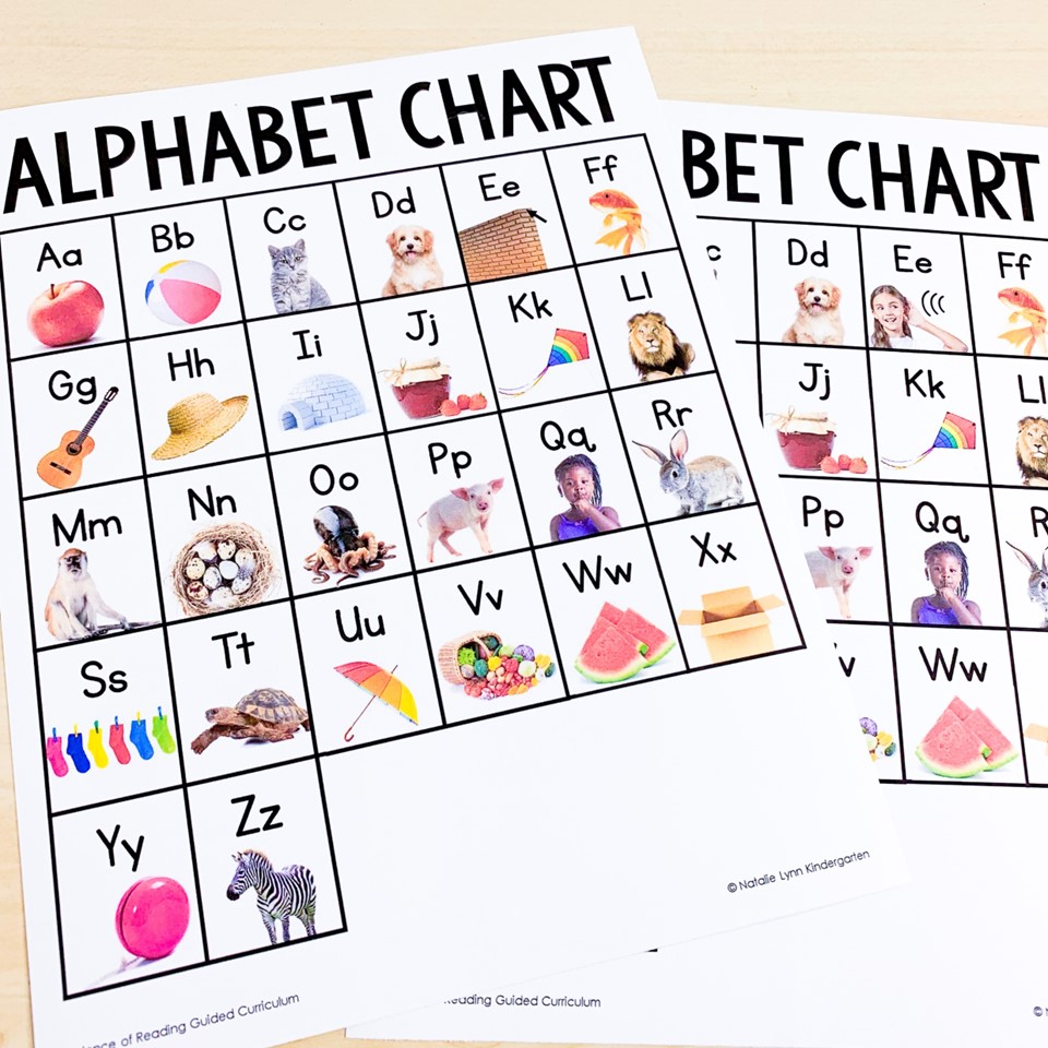 free Alphabet charts with real photos