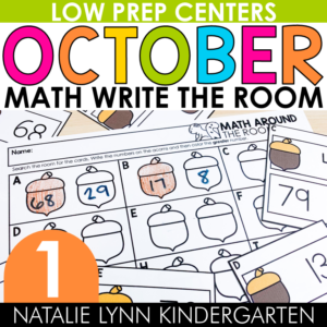 October Write the Room fall syllable activity for 1st grade math