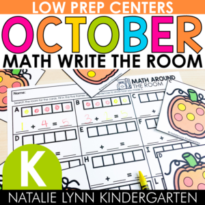 October Write the Room fall syllable activity for kindergarten math