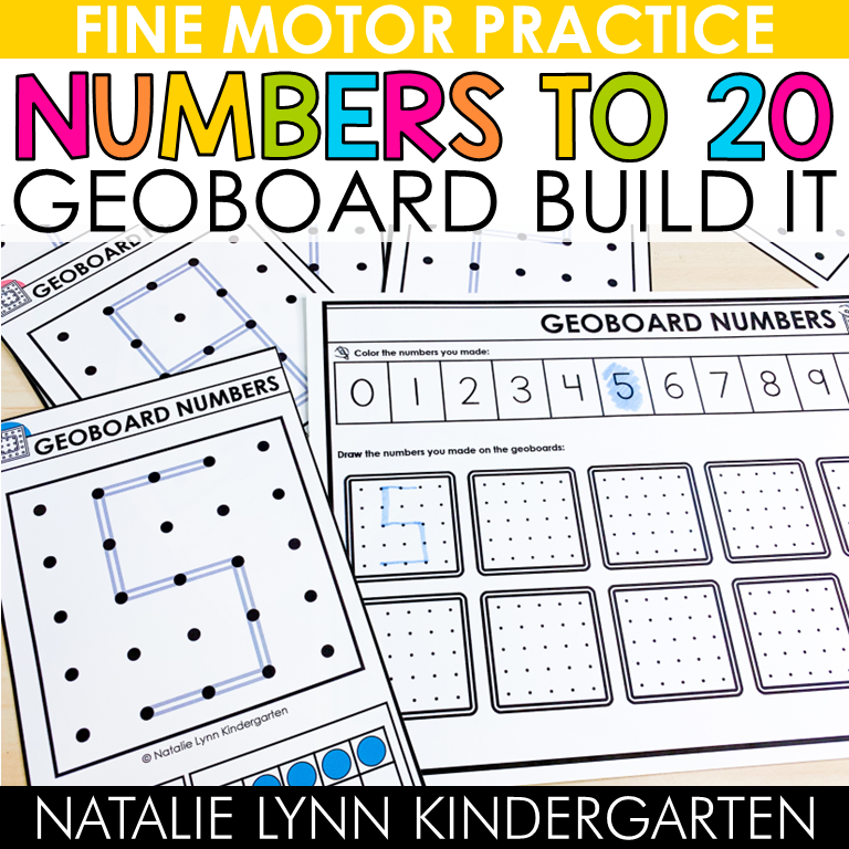 Numbers to 10 and 20 Geoboard Mats Shape Building PreK Kindergarten Math  Centers