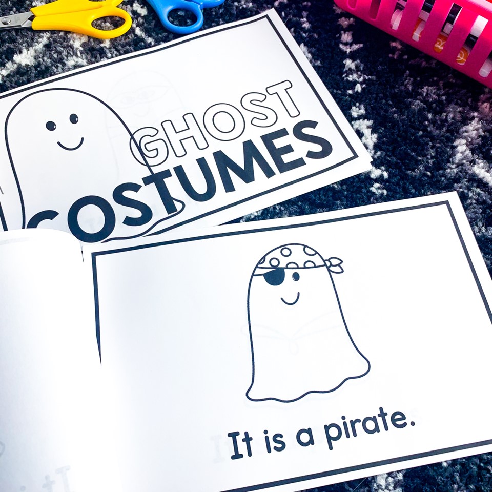 ghost costumes halloween emergent reader for Kindergarten